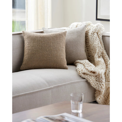 Thurstan Pillow - 481598 by Surya in khaki, grey, pearl, natural. Made from front: 100% linen, back: 100% cotton in a modern style.