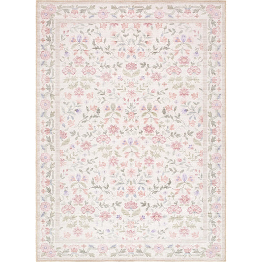 Thistle THT-2300 Rug by Livabliss in ivory, blush, sage, lavender, sky blue. Made from polyester in a unique style.