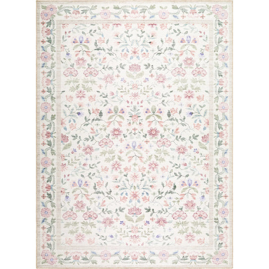 Thistle THT-2300 Rug by Livabliss in ivory, blush, sage, lavender, sky blue. Made from polyester in a unique style.