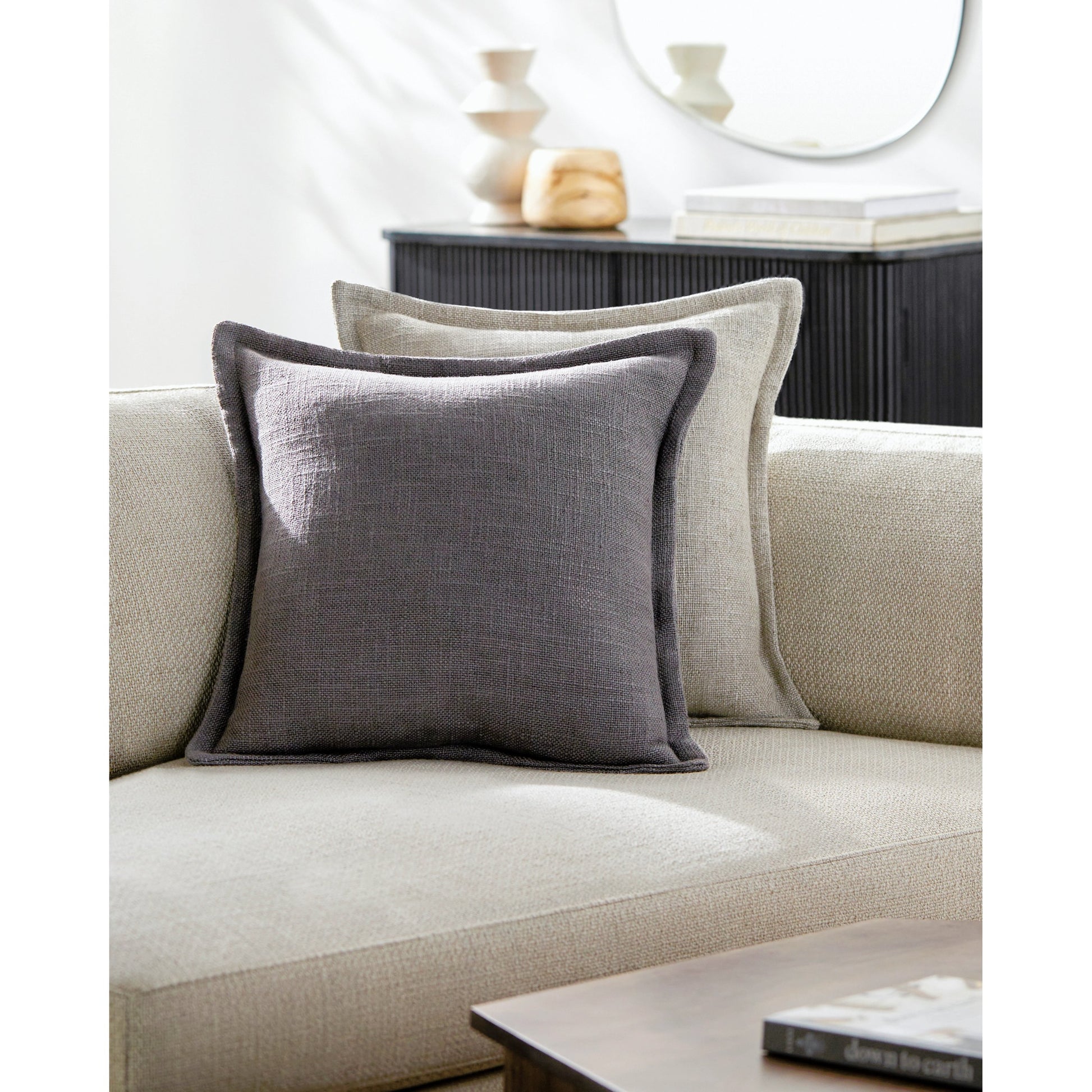 Thurman Pillow - 481585 by Surya. Made from front: 70% viscose, 30% linen, back: 70% viscose in a modern style.