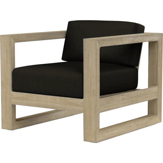 Coastal Outdoor Teak Club Chair by Sunset West. Made from teak in a modern style.