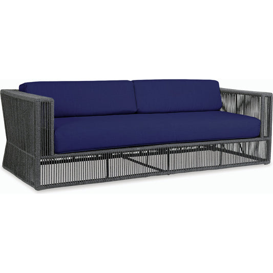 Milano Outdoor Sofa by Sunset West in slate. Made from olefin rope in a coastal style.