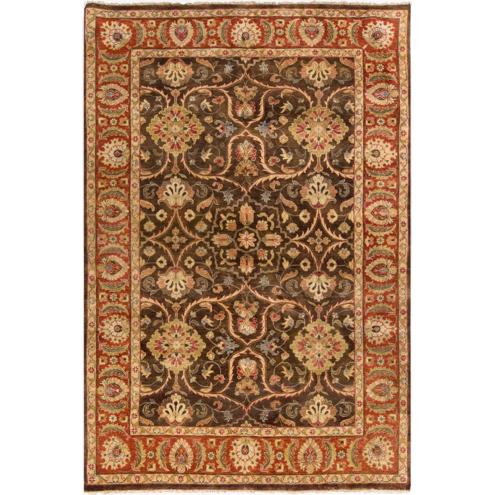 Timeless Rug - 1637 by Surya in light brown, burnt orange, medium brown, sky blue, dark brown. Made from 100% new zealand hard twist wool in a unique style.