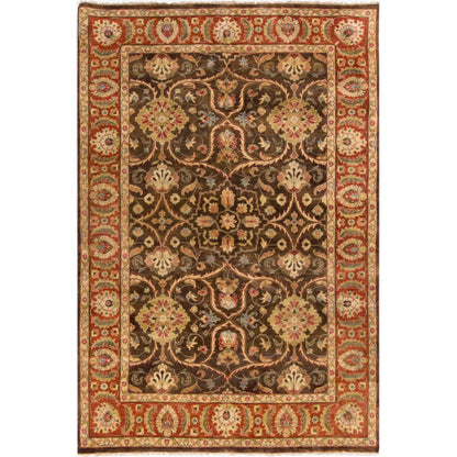 Timeless Rug - 1637 by Surya in light brown, burnt orange, medium brown, sky blue, dark brown. Made from 100% new zealand hard twist wool in a unique style.