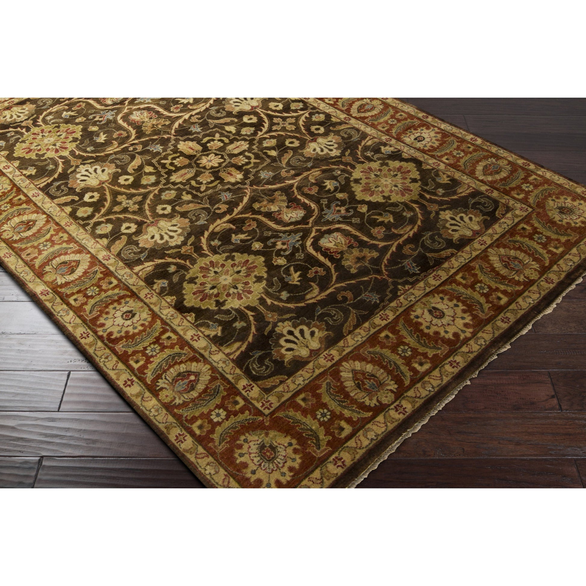 Timeless Rug - 1637 by Surya in light brown, burnt orange, medium brown, sky blue, dark brown. Made from 100% new zealand hard twist wool in a unique style.