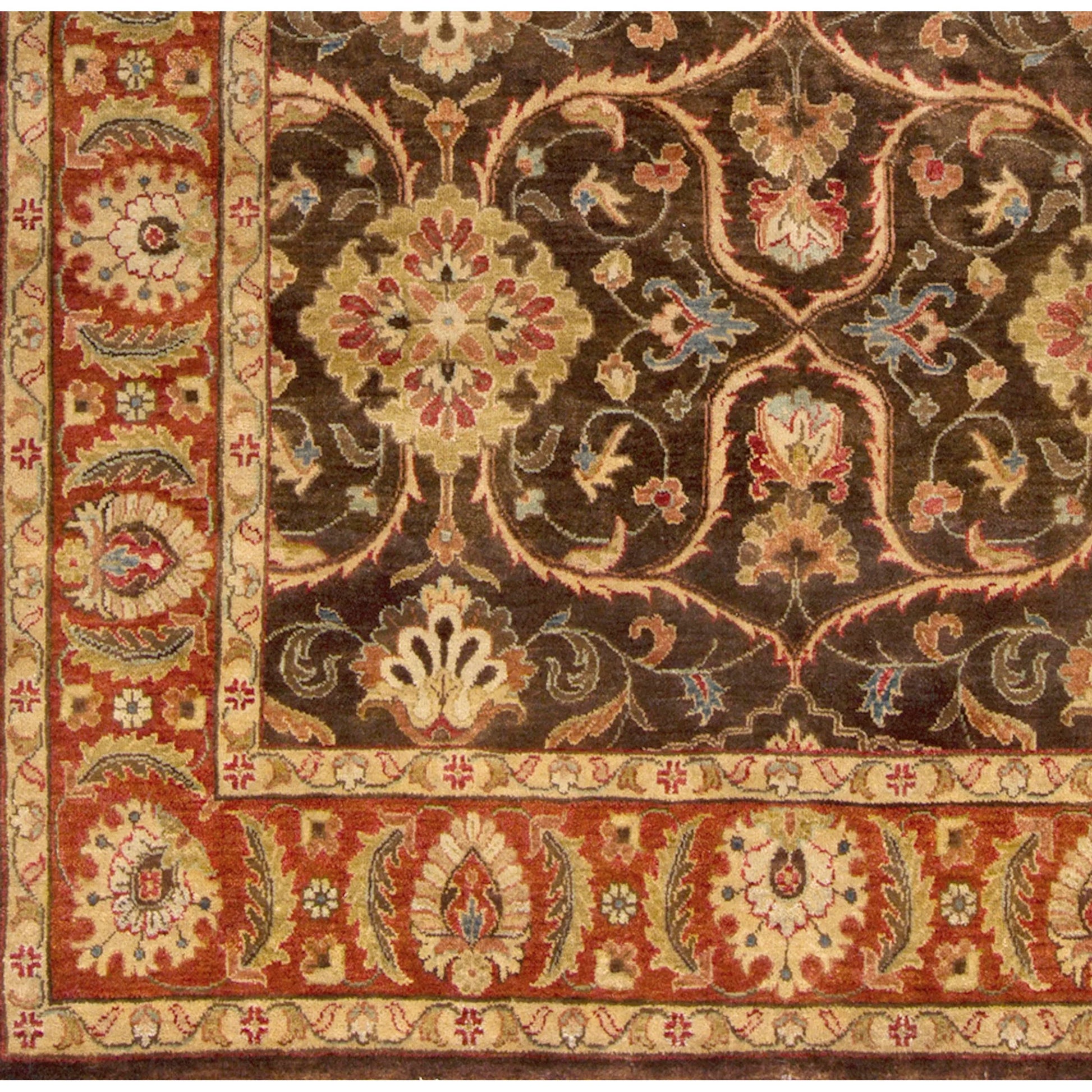 Timeless Rug - 1637 by Surya in light brown, burnt orange, medium brown, sky blue, dark brown. Made from 100% new zealand hard twist wool in a unique style.