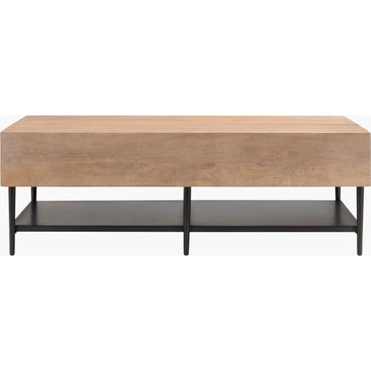 Timo 541123 Furniture by Surya in top: brown; base: black and powder coatednatural. Made from mango wood, iron in a transitional style.