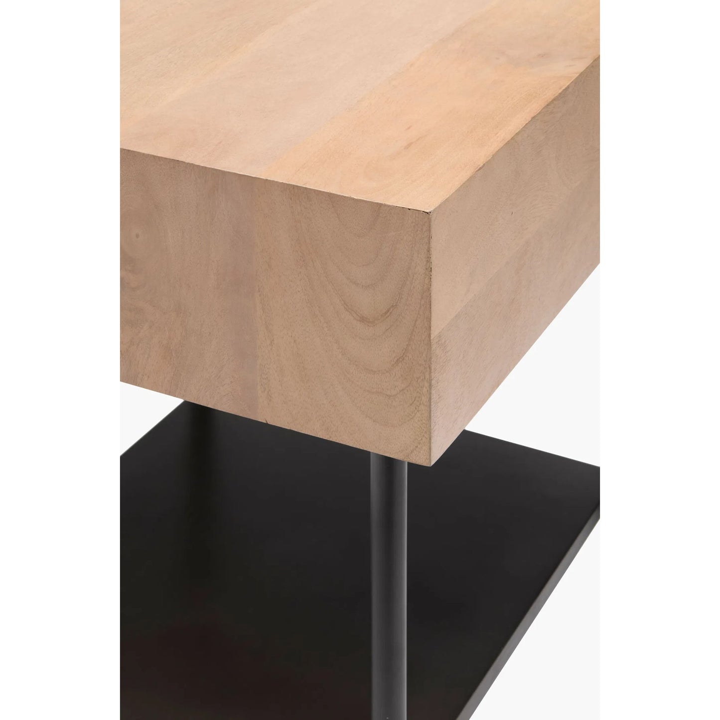 002 SI-2244531 | Closeup | Timo End Table 541129 by Surya in top: brown; base: black and powder coatednatural. Made from mango wood, iron in a modern style.
