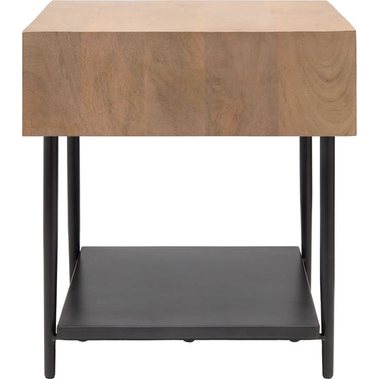 Timo End Table 541129 by Surya in top: brown; base: black and powder coatednatural. Made from mango wood, iron in a unique style.