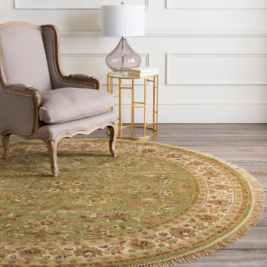 Taj Mahal Rug - 12091 by Surya in olive, beige, light olive, medium brown, brown. Made from 100% semi-worsted new zealand wool in a unique style.