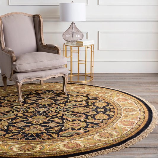 Taj Mahal Rug - 12093 by Surya in black multi. Made from 100% semi-worsted new zealand wool in a unique style.
