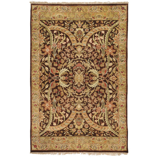Taj Mahal Rug - 12096 by Surya in black, light brown, light beige, olive, sage. Made from 100% semi-worsted new zealand wool in a unique style.