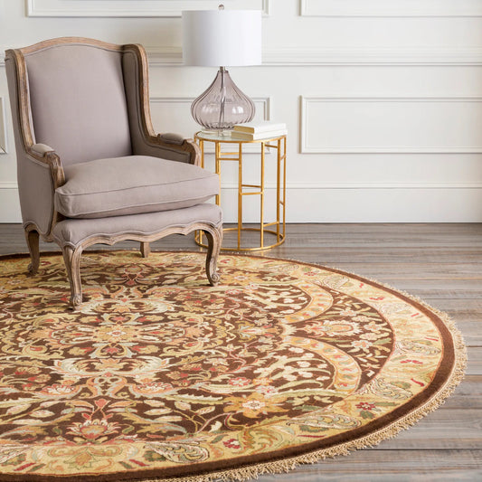 Taj Mahal Rug - 12096 by Surya in black, light brown, light beige, olive, sage. Made from 100% semi-worsted new zealand wool in a unique style.