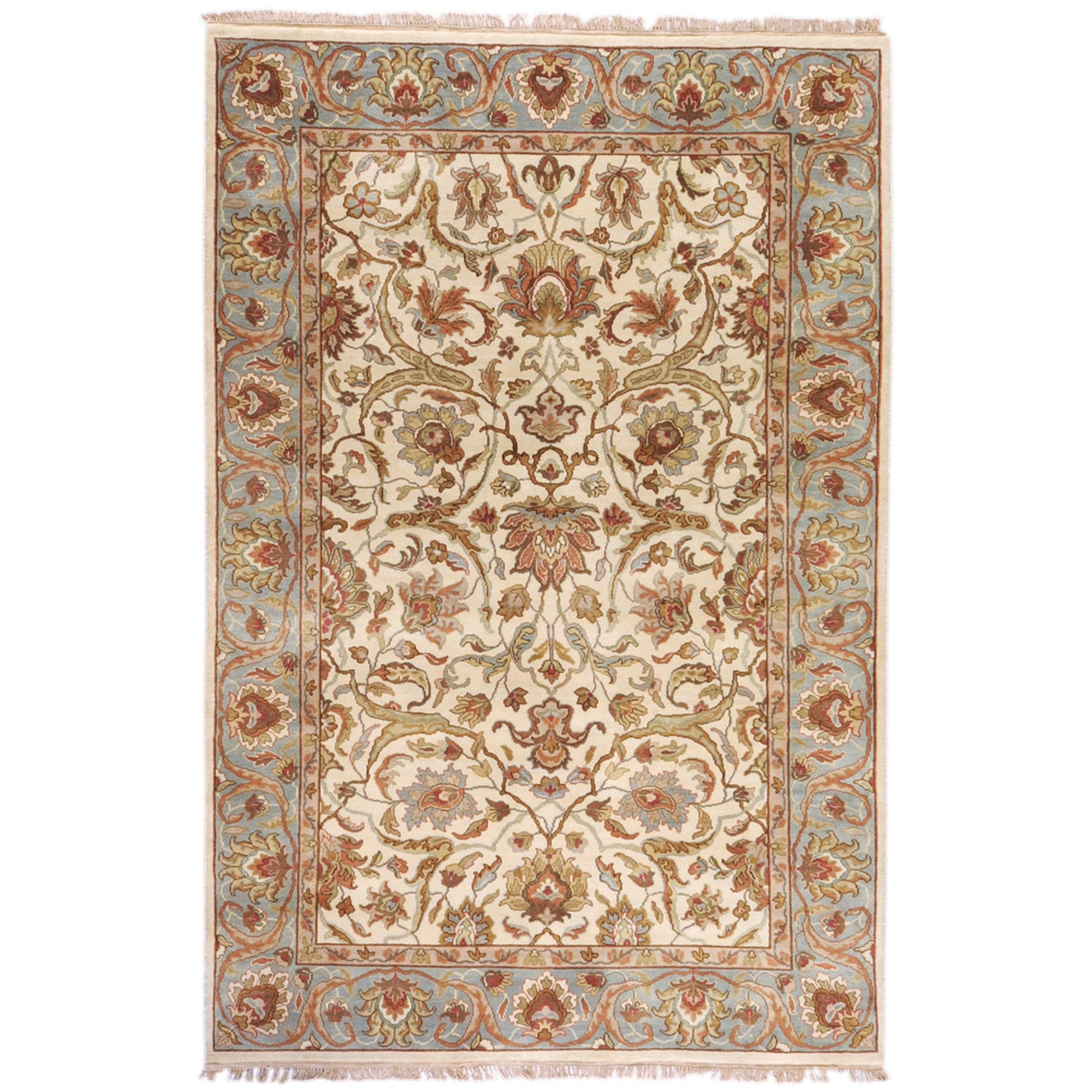 Taj Mahal Rug - 1614 by Surya in light beige, sage, tan, brown, olive, ice blue. Made from 100% semi-worsted new zealand wool in a unique style.