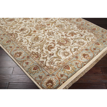 Taj Mahal Rug - 1614 by Surya in light beige, sage, tan, brown, olive, ice blue. Made from 100% semi-worsted new zealand wool in a unique style.