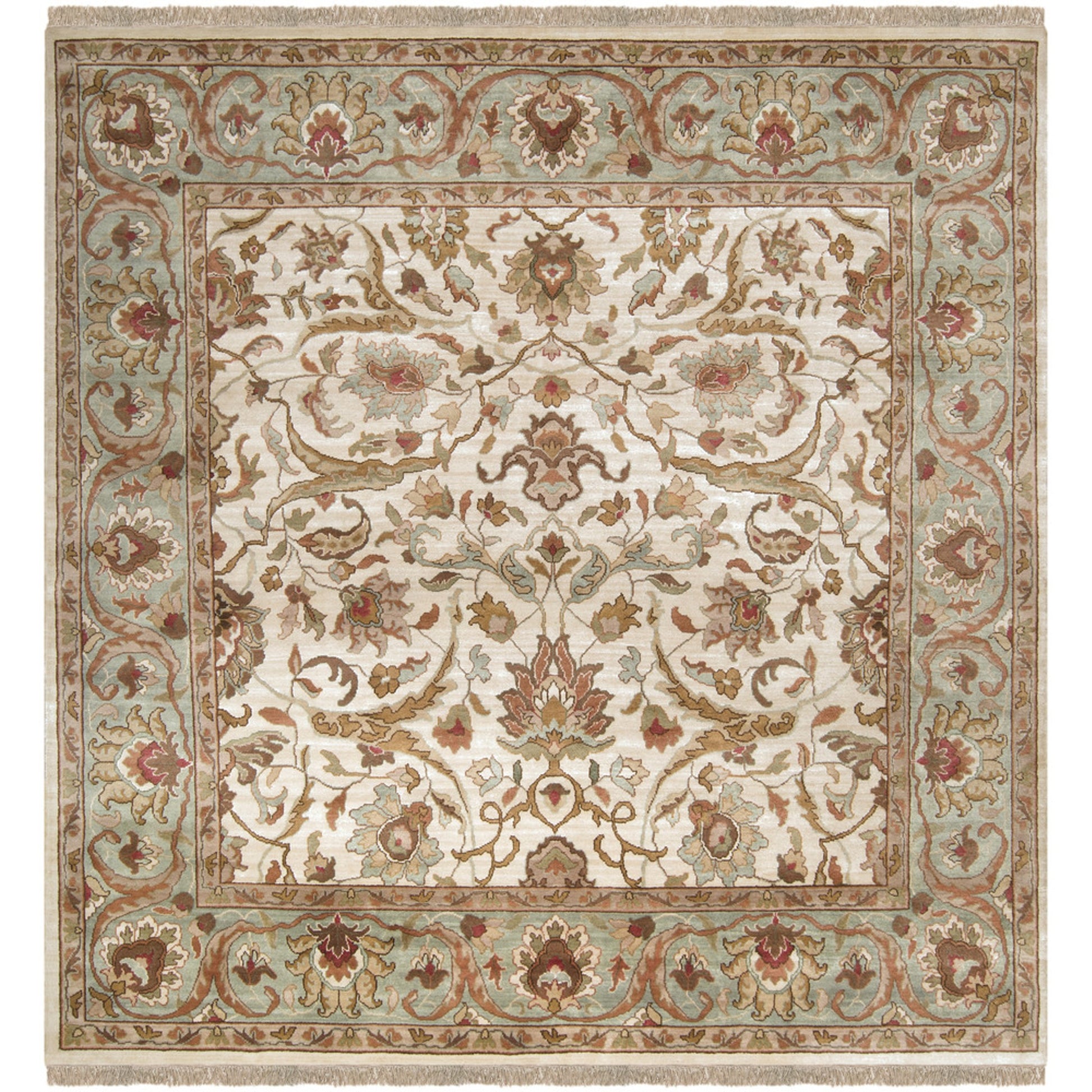 Taj Mahal Rug - 1614 by Surya in light beige, sage, tan, brown, olive, ice blue. Made from 100% semi-worsted new zealand wool in a unique style.