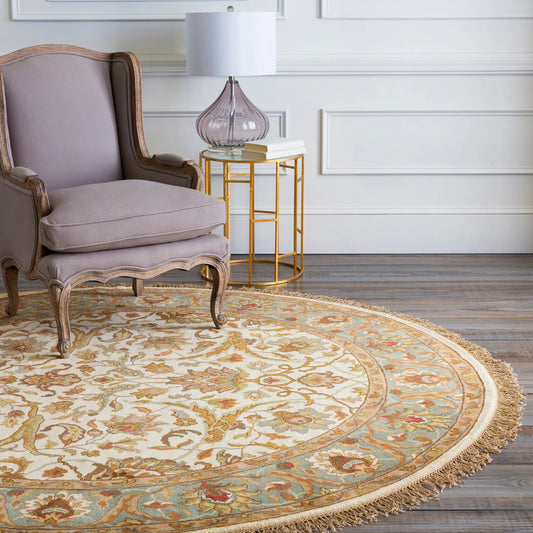 Taj Mahal Rug - 1614 by Surya in cream, sage. Made from 100% semi-worsted new zealand wool in a unique style.