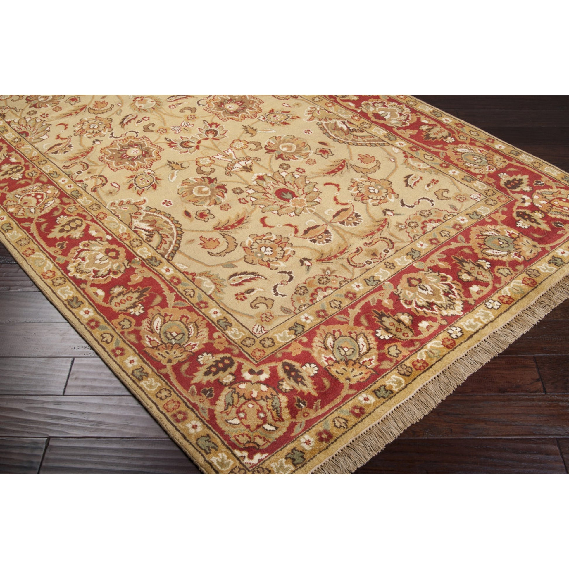 Taj Mahal Rug - 12099 by Surya in tan, rust, medium brown, olive, dark brown, light beige. Made from 100% semi-worsted new zealand wool in a unique style.
