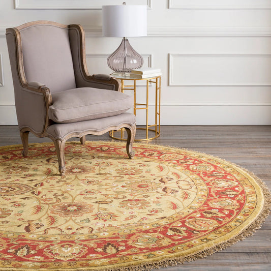 Taj Mahal Rug - 12099 by Surya in tan, rust, medium brown, olive, dark brown, light beige. Made from 100% semi-worsted new zealand wool in a unique style.