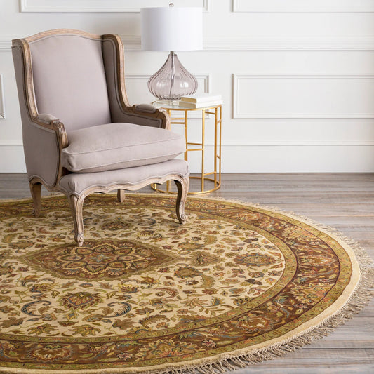 Taj Mahal Rug - 12100 by Surya in cream multi. Made from 100% semi-worsted new zealand wool in a unique style.