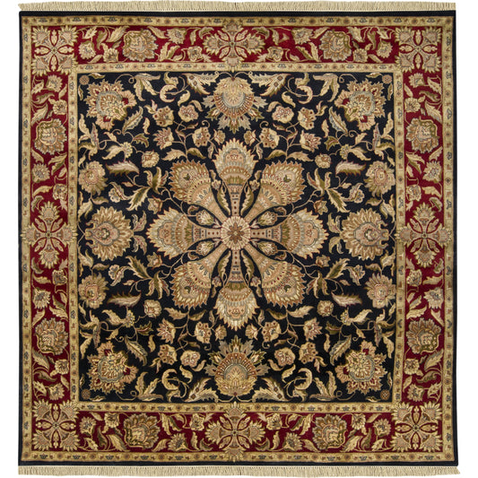 Taj Mahal Rug - 12102 by Surya in red, black. Made from 100% semi-worsted new zealand wool in a unique style.