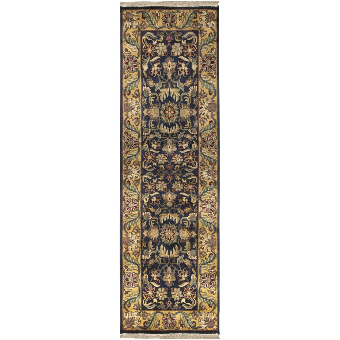 003 5760-3428,5760-3429 | Primary Silo | Taj Mahal Rug - 12104 by Surya in ink blue, amber, tan, mustard, olive, medium green. Made from 100% semi-worsted new zealand wool in a unique style.