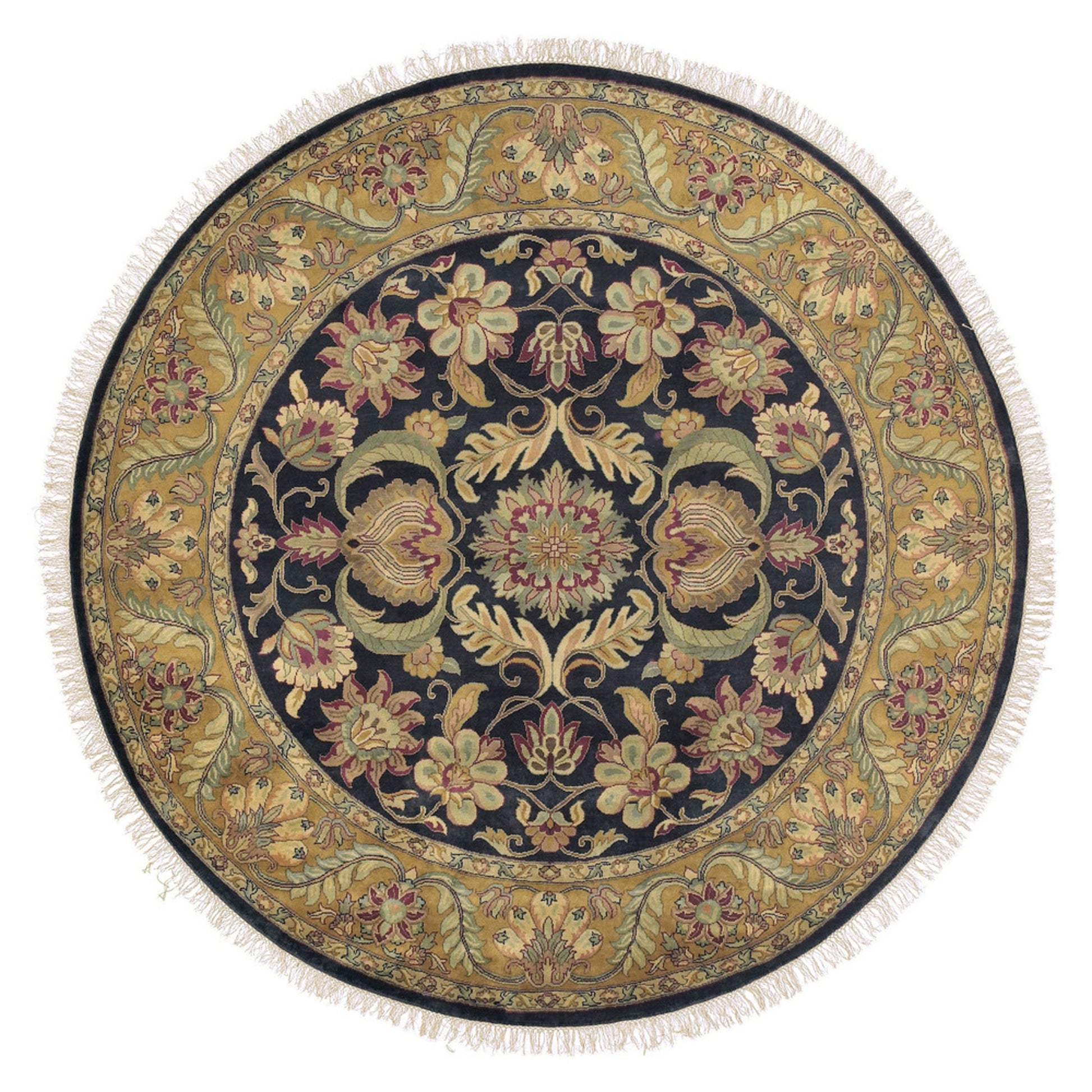 Taj Mahal Rug - 12104 by Surya in ink blue, amber, tan, mustard, olive, medium green. Made from 100% semi-worsted new zealand wool in a unique style.