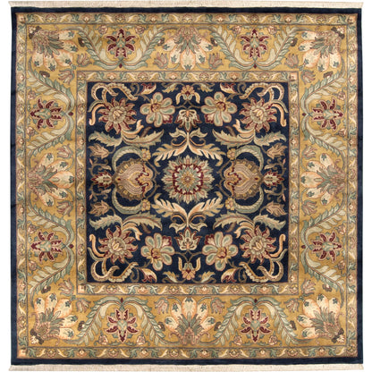 Taj Mahal Rug - 12104 by Surya in ink blue, amber, tan, mustard, olive, medium green. Made from 100% semi-worsted new zealand wool in a unique style.