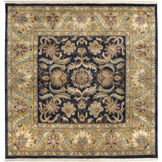 Taj Mahal Rug - 12104 by Surya in ink blue, amber, tan, mustard, olive, medium green. Made from 100% semi-worsted new zealand wool in a unique style.