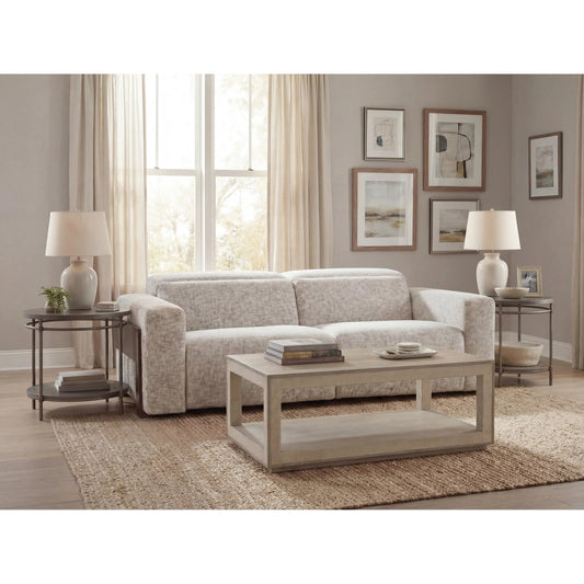 Atlas Power 2 Seat Sofa with Power Headrest by Hooker Furniture in odyssey frost and ebony. Made from fabric in a transitional style.