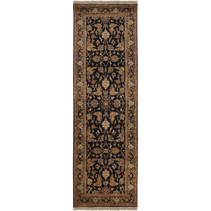 Taj Mahal Rug - 1616 by Surya in black, mustard, burnt orange, olive, dark brown. Made from 100% semi-worsted new zealand wool in a unique style.