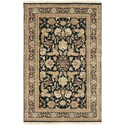 Taj Mahal Rug - 1616 by Surya in black, mustard, burnt orange, olive, dark brown. Made from 100% semi-worsted new zealand wool in a unique style.