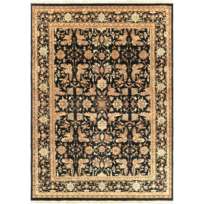 Taj Mahal Rug - 1616 by Surya in black, mustard, burnt orange, olive, dark brown. Made from 100% semi-worsted new zealand wool in a unique style.