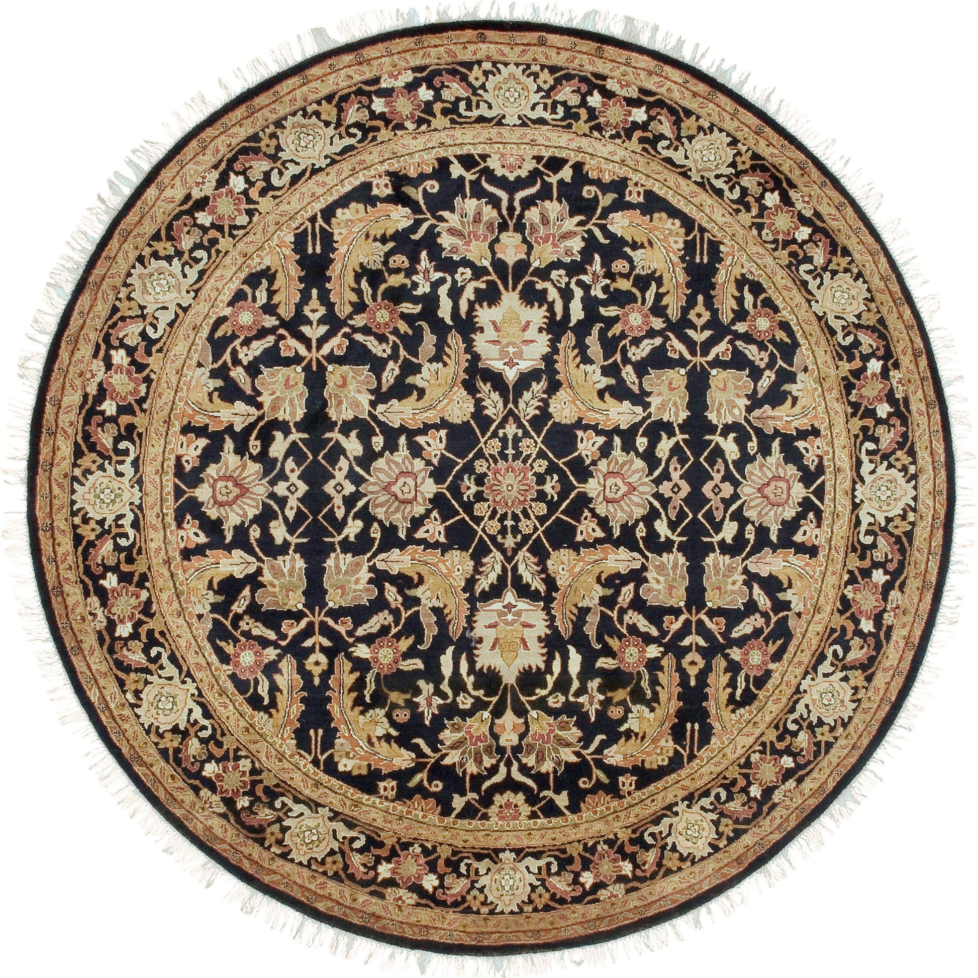 Taj Mahal Rug - 1616 by Surya in black, mustard, burnt orange, olive, dark brown. Made from 100% semi-worsted new zealand wool in a unique style.