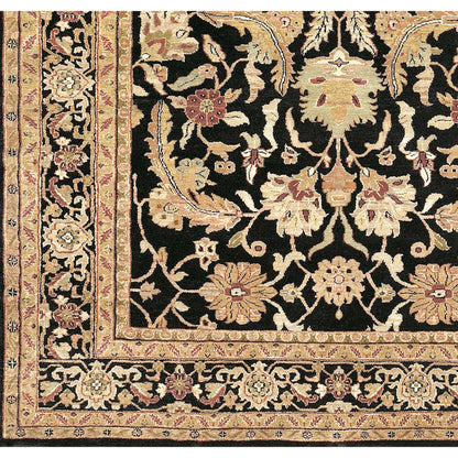 Taj Mahal Rug - 1616 by Surya in black, mustard, burnt orange, olive, dark brown. Made from 100% semi-worsted new zealand wool in a unique style.