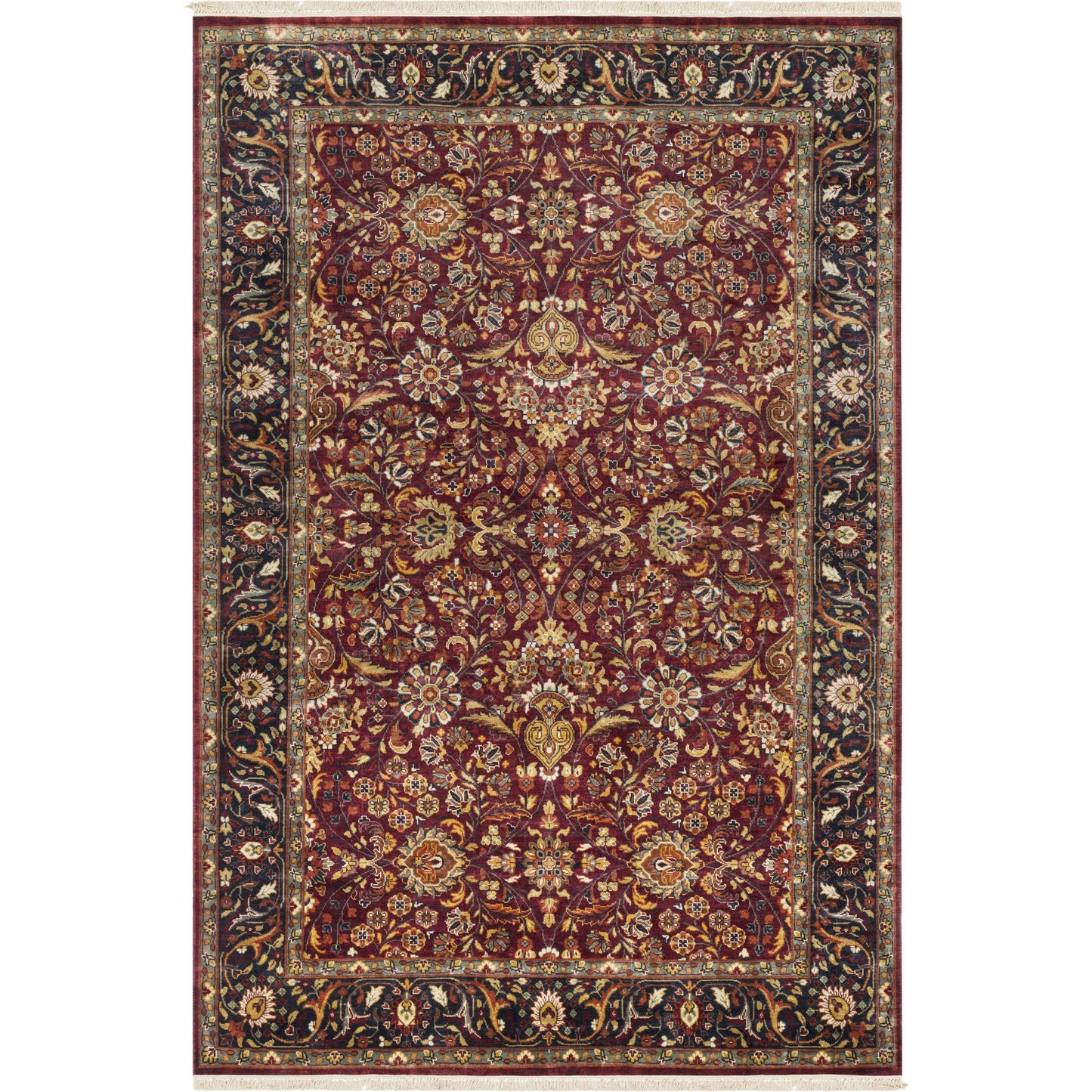 001 96529-3422,96529-3424 | Primary Silo | Taj Mahal Rug - 21671 by Surya in burgandy, sage, black, mustard, light olive, rust. Made from 100% semi-worsted new zealand wool in a unique style.