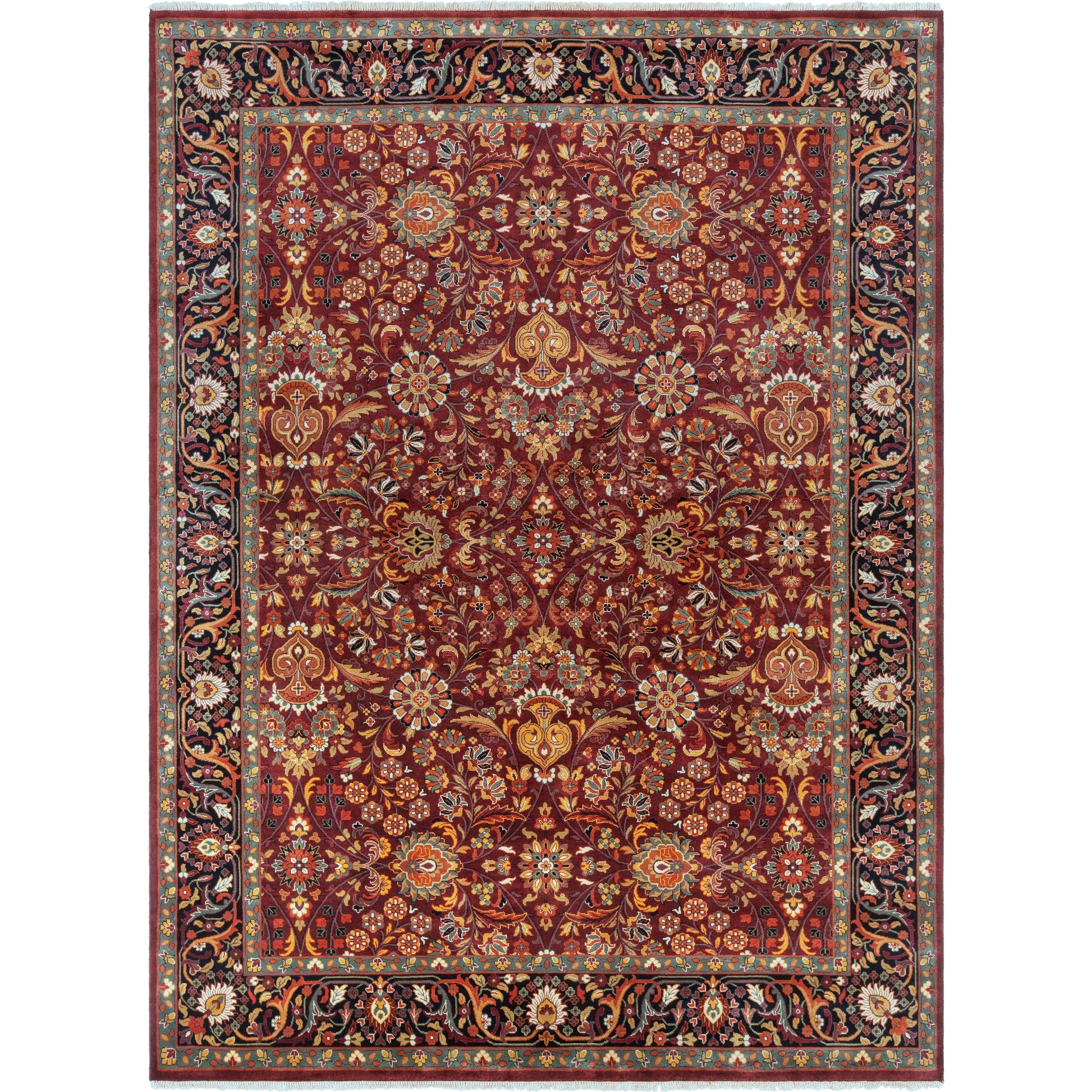 Taj Mahal Rug - 21671 by Surya in burgandy, sage, black, mustard, light olive, rust. Made from 100% semi-worsted new zealand wool in a unique style.