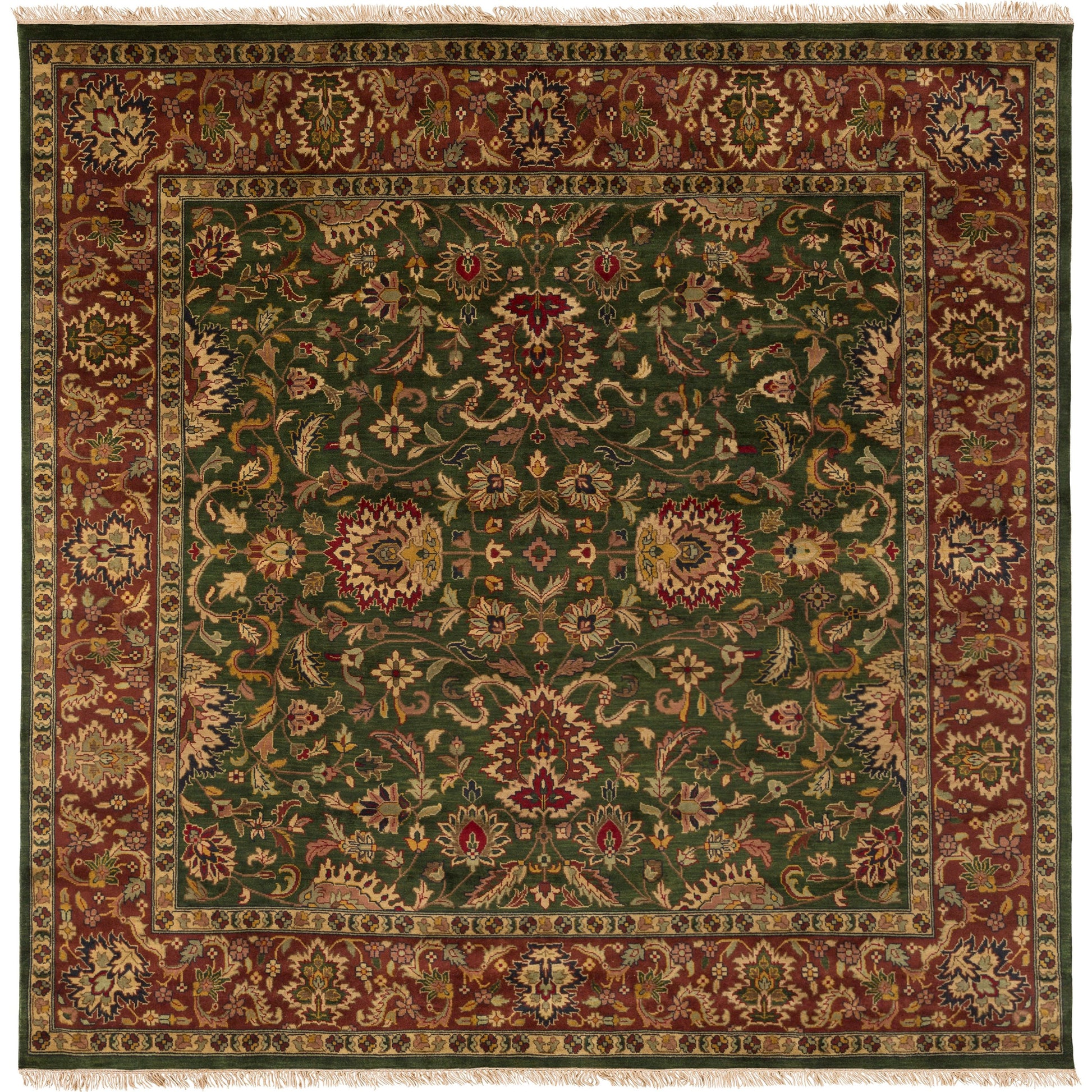 Taj Mahal Rug - 12139 by Surya in burgundy, green. Made from 100% semi-worsted new zealand wool in a unique style.