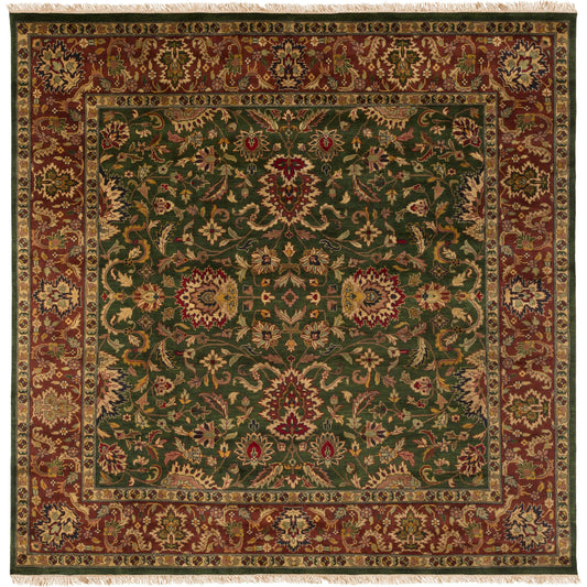 Taj Mahal Rug - 12139 by Surya in dark forest green multi. Made from 100% semi-worsted new zealand wool in a unique style.