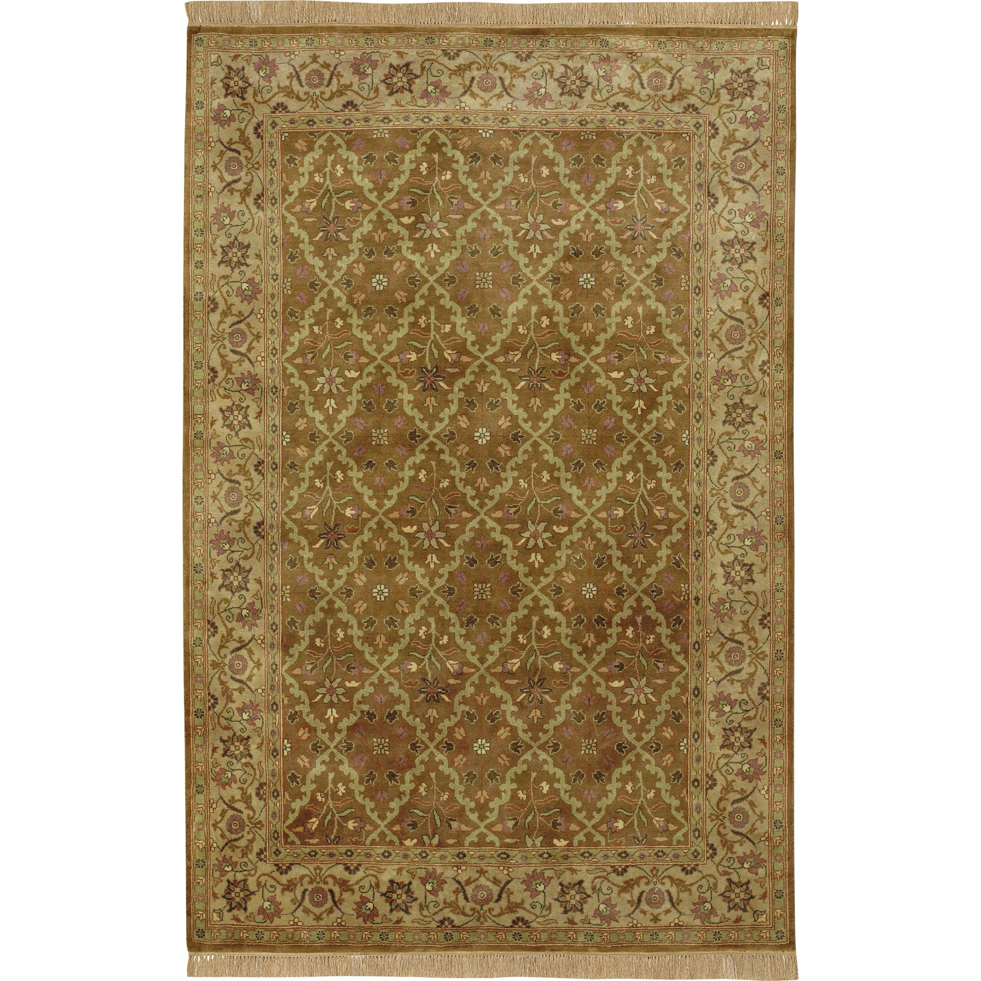 Taj Mahal Rug - 12142 by Surya in green, tan, brown. Made from 100% semi-worsted new zealand wool in a unique style.