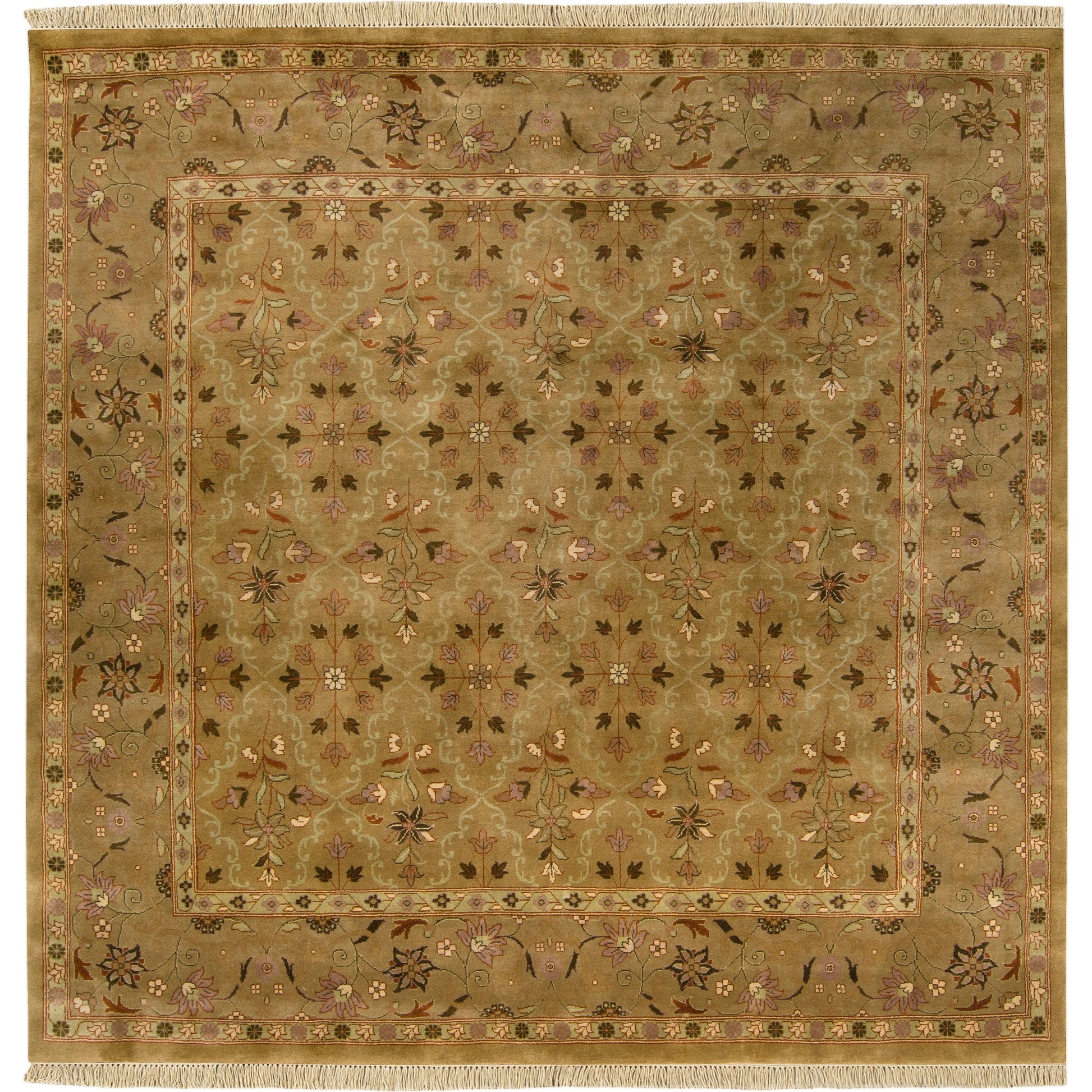 Taj Mahal Rug - 12142 by Surya in green, tan, brown. Made from 100% semi-worsted new zealand wool in a unique style.