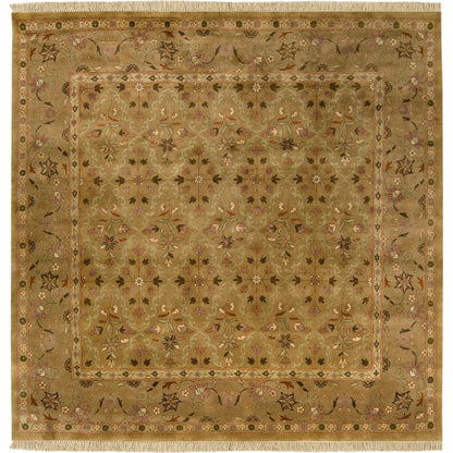 Taj Mahal Rug - 12142 by Surya in green, tan, brown. Made from 100% semi-worsted new zealand wool in a unique style.