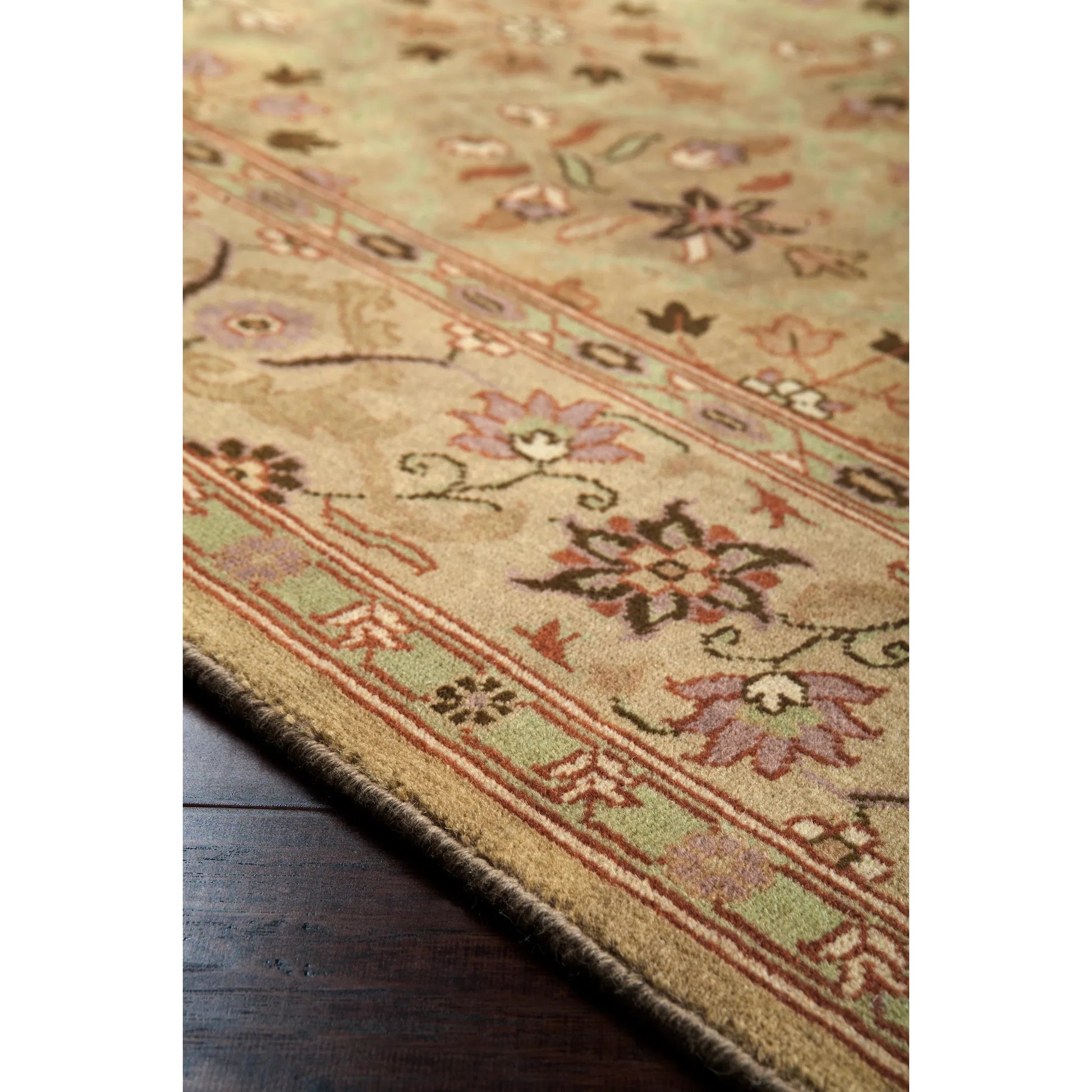 Taj Mahal Rug - 12142 by Surya in green, tan, brown. Made from 100% semi-worsted new zealand wool in a unique style.