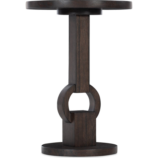 Commerce & Market Round Side Table by Hooker Furniture in dark wood. Made from mindi solids in a transitional style.