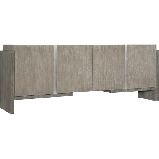 Foundations 4-Door Buffet by Bernhardt in dark shale, light shale. Made from acacia wood, stainless steel in a modern style.