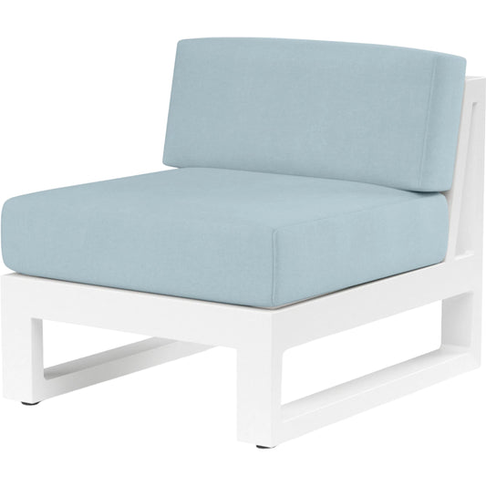 Newport Outdoor Armless Club Chair by Sunset West in whites/creams/beiges. Made from aluminum in a modern style.