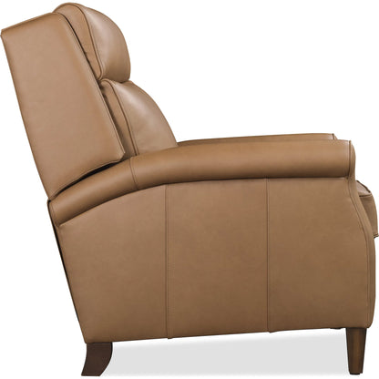 Randall Power Recliner with Pop-Up Headrest by Hooker Furniture in dark wood. Made from leather in a traditional style.