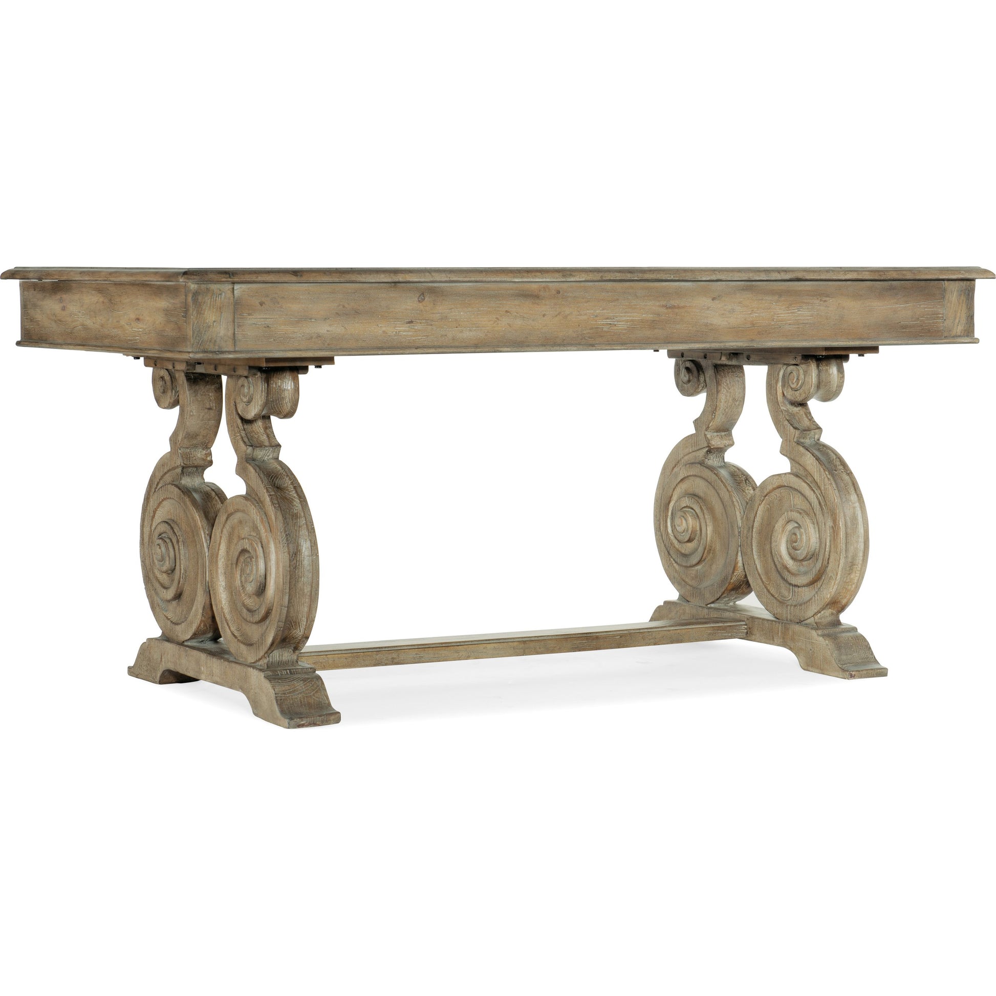 Castella Writing Desk by Hooker Furniture in antique slate. Made from pecan, quartered walnut, quartered black walnut, quartered ash, maple veneers in a traditional style.