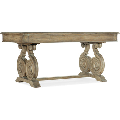 Castella Writing Desk by Hooker Furniture in antique slate. Made from pecan, quartered walnut, quartered black walnut, quartered ash, maple veneers in a traditional style.