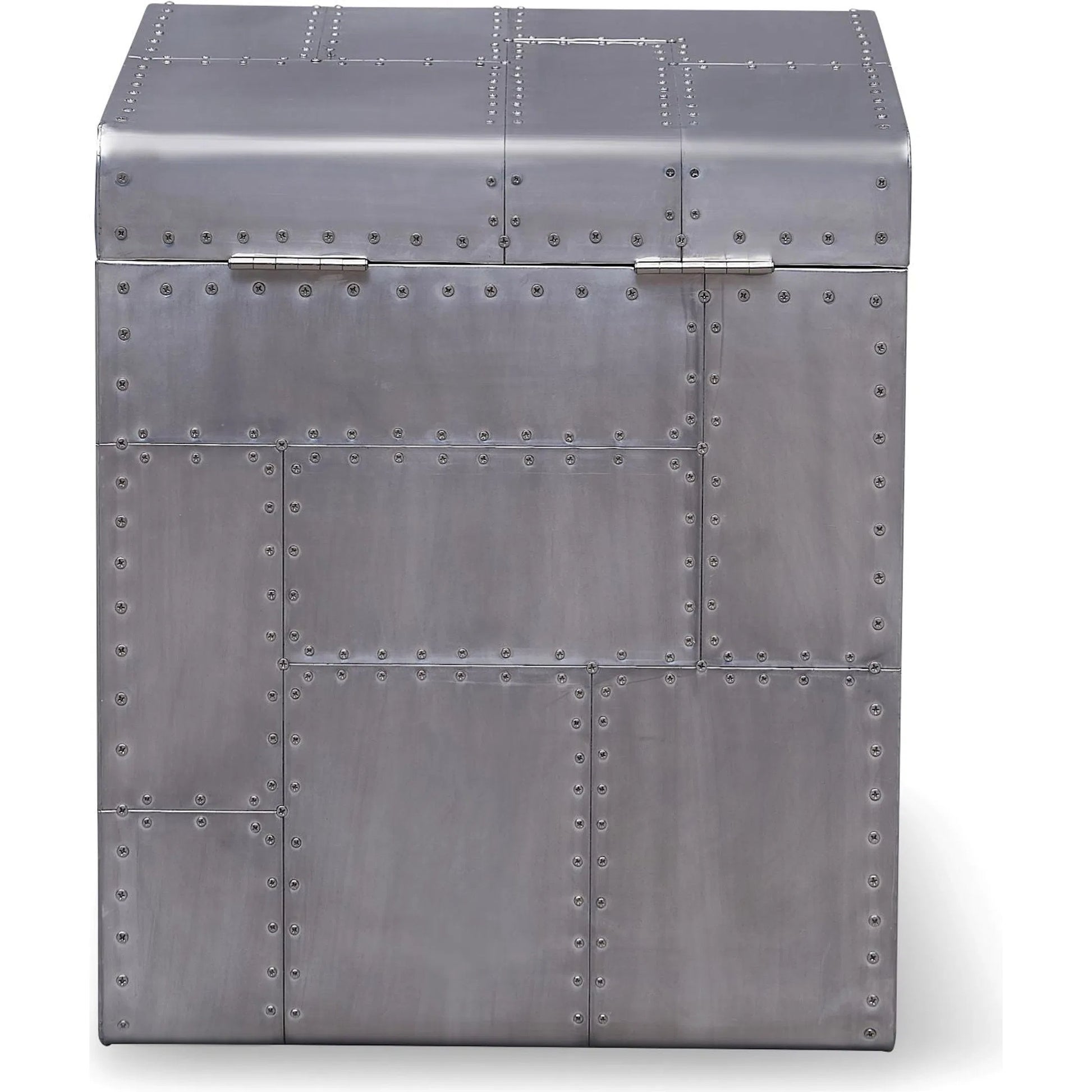 Elio Trunk by Zentique in aluminum and silver. Made from aluminum in a unique style.